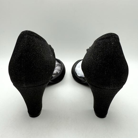 David Tate Womens Fantastic Heels 10 NARROW Black Glitter Fabric T-Strap NIB - Picture 10 of 13